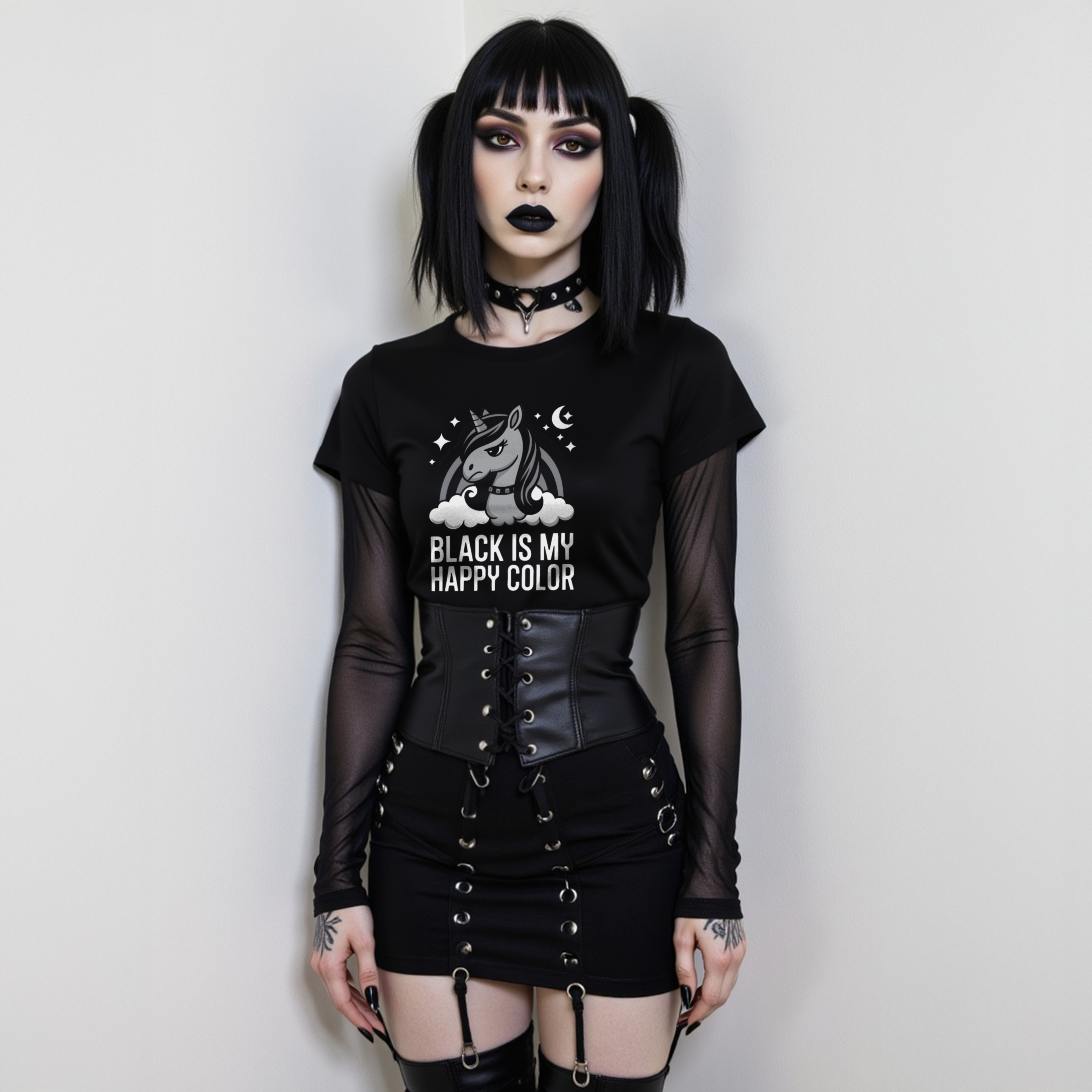 Black Is My Happy Color – Gothic Unicorn Tee